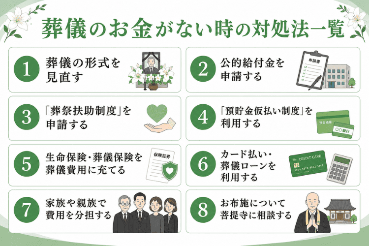 葬儀のお金がない時の対処法一覧