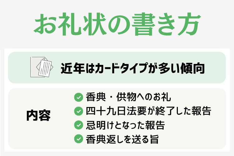 香典返しのお礼状・挨拶状の書き方