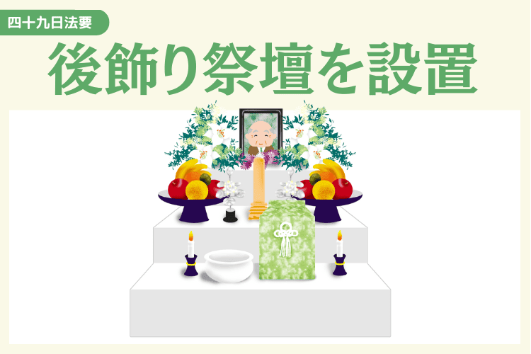 四十九日までは後飾り祭壇（中陰壇）を設置する