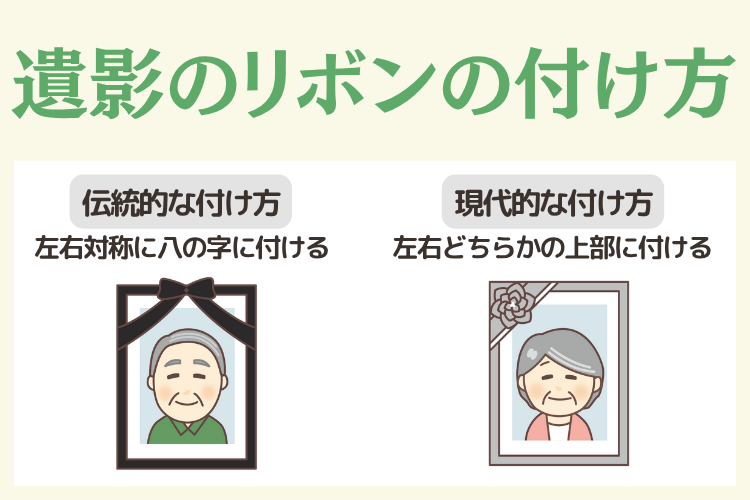 遺影写真のリボンの付け方は2パターン